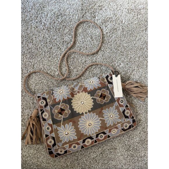 Anthropologie Khanna Embroidered Clutch / Crossbody Bag in Neutral - Picture 11 of 12